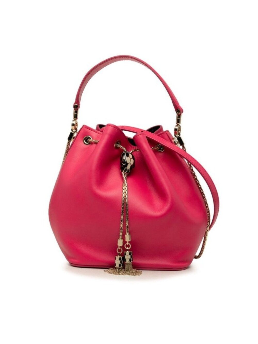Bvlgari Serpenti Forever Shoulder Bag Drawstring 2-Way Pink Leather